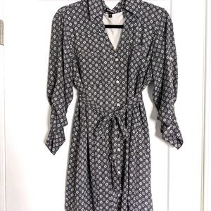 Express Portofino Belted Button Shirt Dress